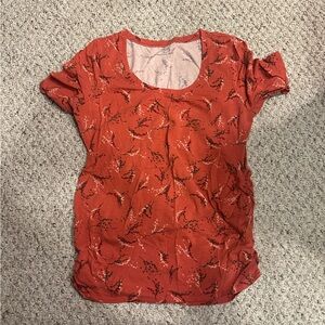 Womens maternity Scoop Neck Short Sleeve Top - Rust Floral Print